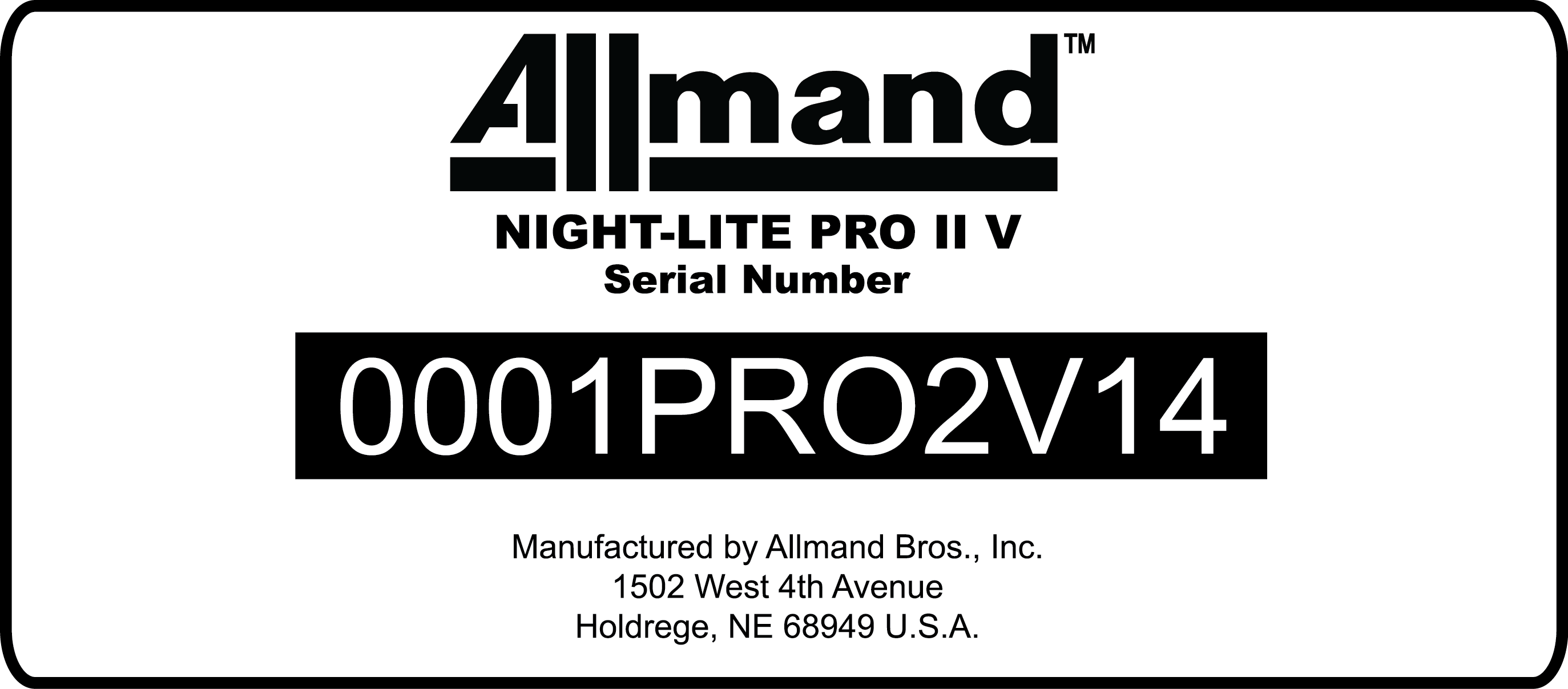 Allmand label to find your serial number