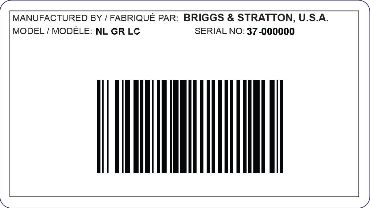 NL GR LC SERIAL TAG 120431