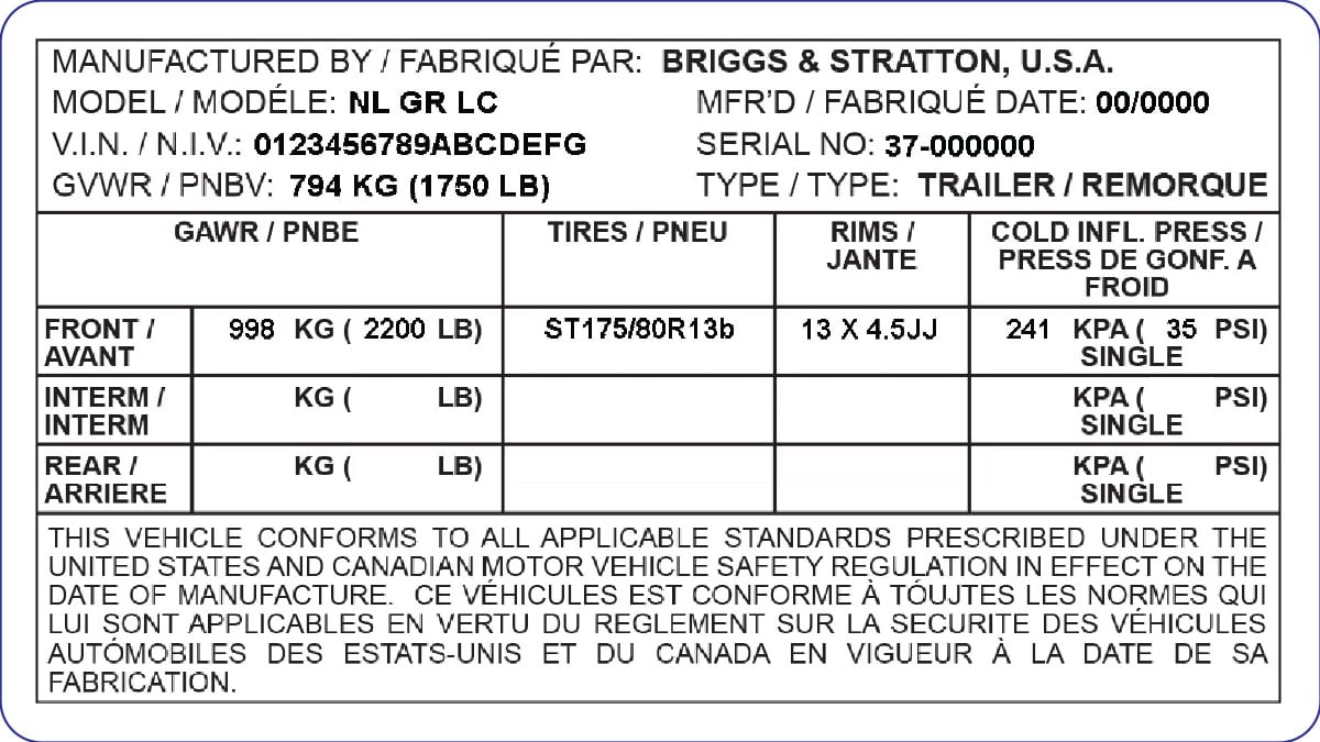 NL GR LC SERIAL-VIN TAG 120430
